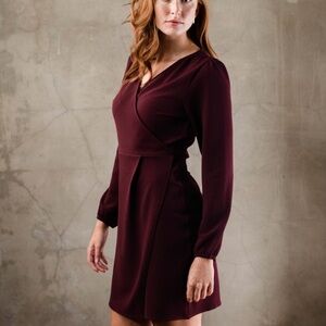 Elegant Burgundy Wrap Dress